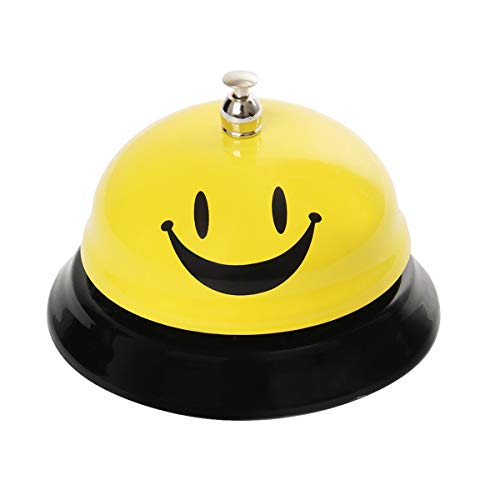 Funhoo Timbre de Recepción Clásico Emoji Cara Sonriente, Timbre de Mesa / Llamada, Campana de Servicio de Metal para Portero, Cocina, Restaurante, Bar, Mascotas Juego de Mesa