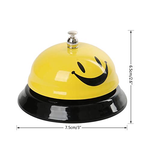 Funhoo Timbre de Recepción Clásico Emoji Cara Sonriente, Timbre de Mesa / Llamada, Campana de Servicio de Metal para Portero, Cocina, Restaurante, Bar, Mascotas Juego de Mesa