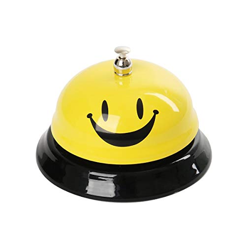 Funhoo Timbre de Recepción Clásico Emoji Cara Sonriente, Timbre de Mesa / Llamada, Campana de Servicio de Metal para Portero, Cocina, Restaurante, Bar, Mascotas Juego de Mesa