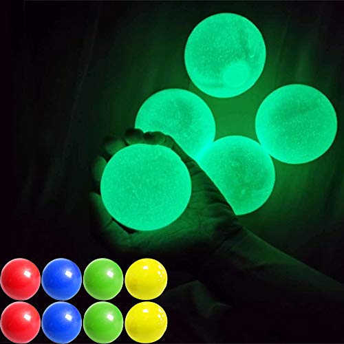 GASF Sticky Wall Balls, BallsBolas de Objetivo pegajosas Fluorescentes,Bolas de Pared para aliviar el estrés,Juguete de descompresión para Adultos niños (4 Piezas)