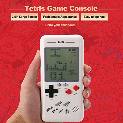 Goolsky RS-99 Consola de Juegos clásicos Juego de Bloques Tetris Juego de Rompecabezas Juegos de Mano Máquina de Juegos de Mano para niños Incorporados 26 Tipos de Juegos