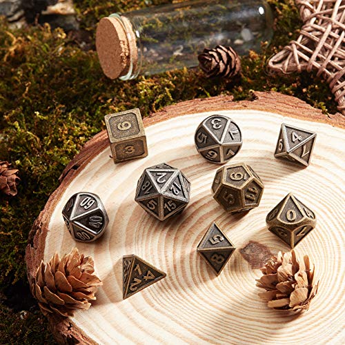 GORGECRAFT Juego de 14 dados de metal DND de aleación de zinc para juegos de rol