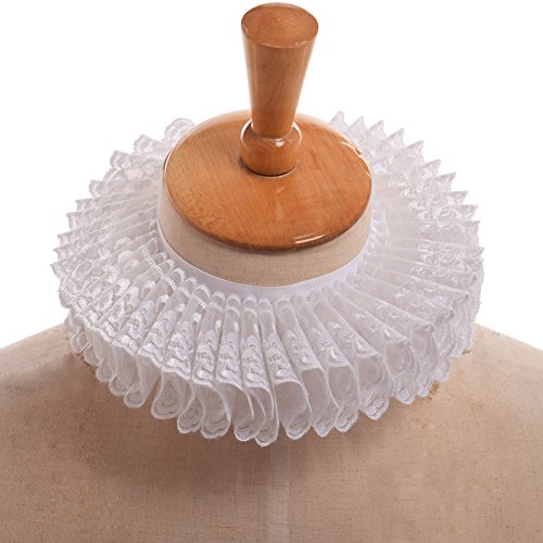 GRACEART Isabelino Volante fruncido Collar Bufanda con Blanco Cordón (Blanco)