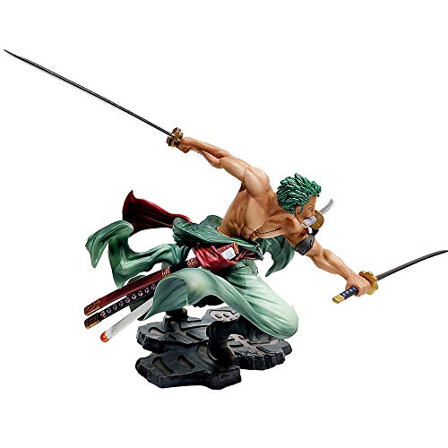 GUANGHHAO One Piece Roronoa Zoro Three Knives Big Thousand World Anime Figura 25cm-New World-Figurilla Decoración Adornos Coleccionables Juguete Animaciones Modelo de Personaje