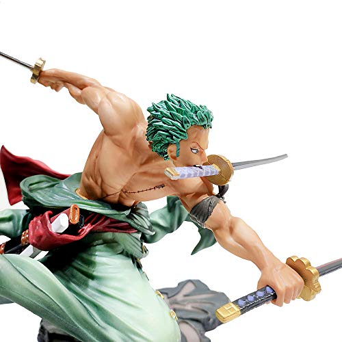 GUANGHHAO One Piece Roronoa Zoro Three Knives Big Thousand World Anime Figura 25cm-New World-Figurilla Decoración Adornos Coleccionables Juguete Animaciones Modelo de Personaje