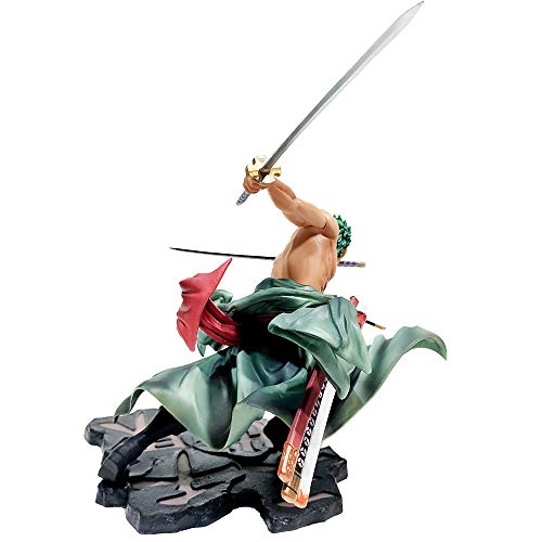 GUANGHHAO One Piece Roronoa Zoro Three Knives Big Thousand World Anime Figura 25cm-New World-Figurilla Decoración Adornos Coleccionables Juguete Animaciones Modelo de Personaje