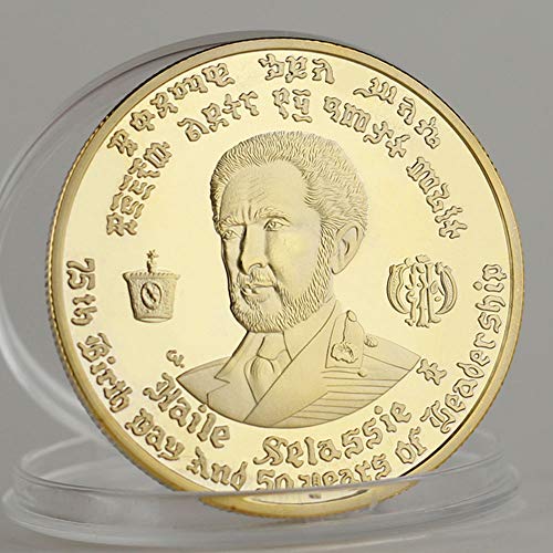 Haile Selassie I, Etiopía, Emperador, León de la Tribu judía, enviado Especial de Dios, Dorado, Moneda Conmemorativa, colección, Hermoso, Regalo, 2pcs