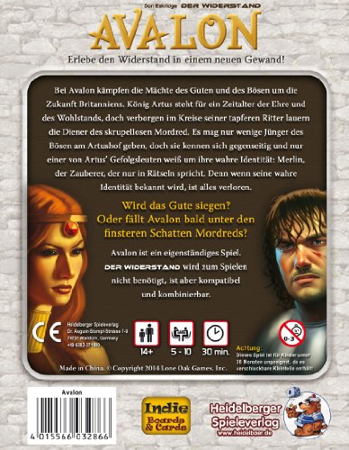 Heidelberger Spieleverlag HE579 - Juego de Tablero (Deducción, 30 min, Niño/niña, 14 Charakterkarten (Merlin, Meuchelmörder, Parzival, Mordred, Morgana, Oberon, 5 loyale Diener...)