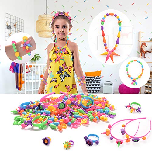 HellDoler Pop Beads,Kit de Fabricación de Joyas para Niños con Más de 400 Piezas Artes y Manualidades con Pop Beads para Hacer Collares, Pulseras, Anillos para Niños y Niñas