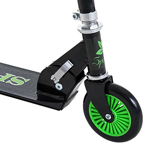 HOMCOM Patinete para Niños Scooter de Evolución Plegable Manillar Ajustable Marco Aluminio Ligero y Estable Carga 50kg 64x34x66-82 cm Verde