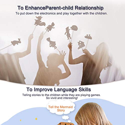 Horypt The Daughter of The Sea Cshadow Puppets, 12PCS Children Shadow Puppets Juego Educativo de Silueta Imagen de Sombras Interesante Interacción Entre Padres e Hijos Juego de cognición