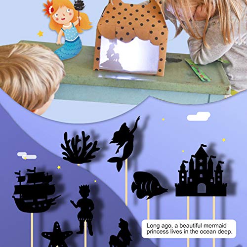 Horypt The Daughter of The Sea Cshadow Puppets, 12PCS Children Shadow Puppets Juego Educativo de Silueta Imagen de Sombras Interesante Interacción Entre Padres e Hijos Juego de cognición