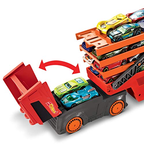 Hot Wheels - Camión Transportador de coches de juguete regalos para niños y niñas +5 (GWT37)