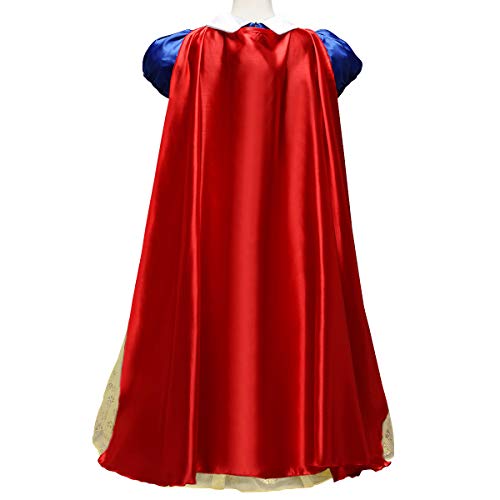 IWEMEK Traje de Princesa Blancanieves Disfraz de Carnaval con Cabo Vestido de Cosplay para Niñas Disfraces de Halloween Navidad Cumpleaños Pageant Comunión Fiesta 3-4 Años