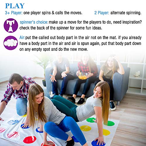 IWILCS Twister Juego, tapete de Juego Infantil, Juego de Fiesta, Juegos de Habilidad para niños y Adultos, Manta de Juegos de Mesa