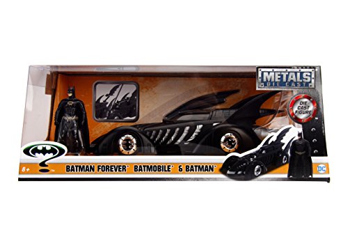 Jada Modelo Batmobile de Batman Forever 22 cm Escala 1/24 con Figura de Batman – 100% Original Oficial DC Comics Toys