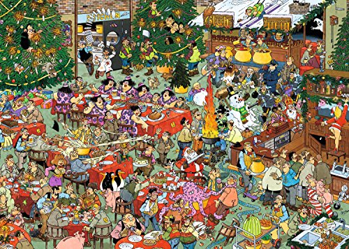 Jan Van Haasteren Christmas Dinner & Christmas Tree Market 2 x 1000 pcs Puzzle - Rompecabezas (Puzzle Rompecabezas, Comics, Adultos, Niño/niña, 12 año(s), Interior)