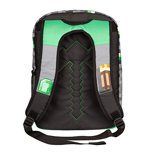 JINX Minecraft Emerald Survivalist - Mochila escolar para niños, verde, 43 cm