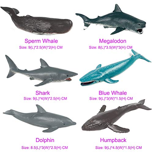 JOKFEICE Figuras de animales 12 pcs Realista Plástico Figuras de animales marinos Incluye Ballena Azul, Delfín, Jorobada etc. Proyecto de Ciencia, regalo de cumpleaños, Decoración de Pastel para niños