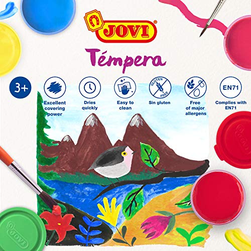 Jovi- 724898 Pack de 5 Botes de témpera Escolar, 35 ml, Multicolor (505) , color/modelo surtido