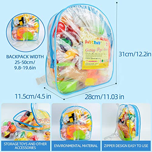 JoyGrow Alimentos de Juguete Cortar Frutas Verduras,70 Piezas Accesorios de Cocina,Diferentes Paises Juego de Comida,Juego de rol Infantil de Imitación,Educación Juegos para Nino Traer Mochila