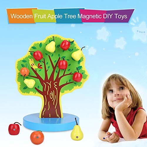 Juguete de Madera del árbol de la Manzana Rompecabezas Magnéticos de la Matemática para el Bebé Niños Embroma el Papel Lindo de DIY Juegue los Juguetes de Aprendizaje Temprano Regalo Educativo de los