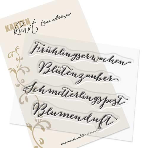 Kartenkunst 'Clear de Stamp Juego de sello de goma Tarjetas de sintética – Grandes Palabras Frühlingserwachen, flor mágica, mariposa Post, (Aroma Floral