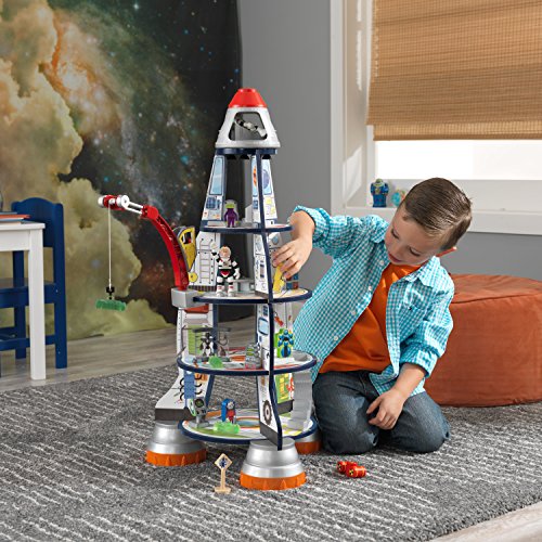 KidKraft- Rocket Ship Set de juego de madera para niños con cohete, estación espacial y figuras de acción incluidas , Color Multicolor (63446)