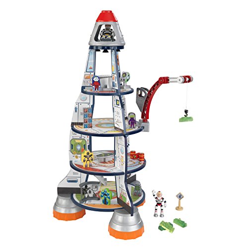 KidKraft- Rocket Ship Set de juego de madera para niños con cohete, estación espacial y figuras de acción incluidas , Color Multicolor (63446)