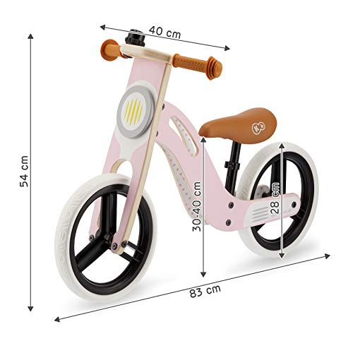 Kinderkraft Bicicleta sin Pedales UNIQ, Ultraligera, de Madera, 2+ Años, Rosa