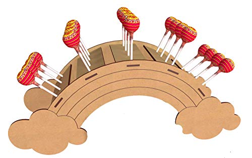 Kit para hacer arco iris con nubes porta chupetines/chupachups de madera DM para candy bar mesa dulce. Medidas: 35cm de alto. Cumpleaños, bodas, comuniones, bautizos.