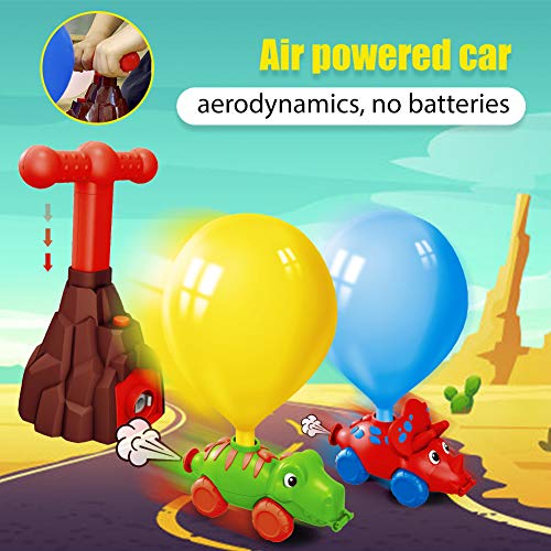 LAPPAZO Juguete Coche de Globo Dinosaurio Coche Impulsado por Aire Inercia Juguetes Creativos de Experimento Científico Aerodinámica Regalos Stem Juguetes Educativos para Niños