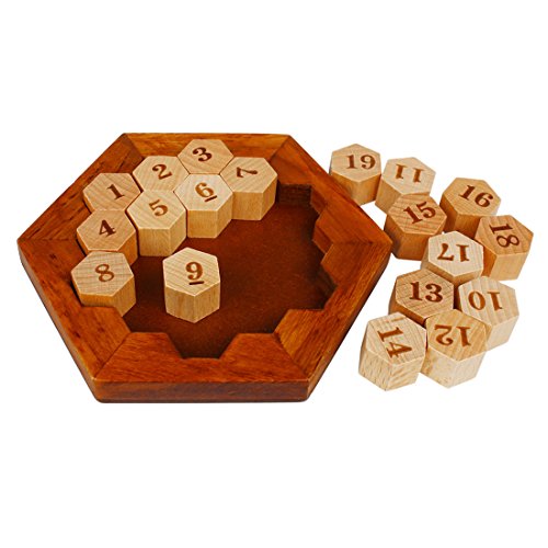 Larcele Hexágono Matemático de Madera Puzzle numérico Sudoku Juego de Mesa FWPP-01