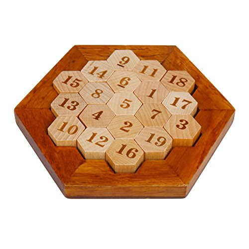 Larcele Hexágono Matemático de Madera Puzzle numérico Sudoku Juego de Mesa FWPP-01