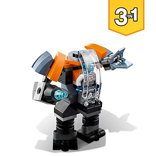 LEGO 31111 Creator 3en1 Ciberdrón Set de Construcción con Cibermeca y Cibermoto, Juguetes Espaciales para Niños a Partir de 6 Años