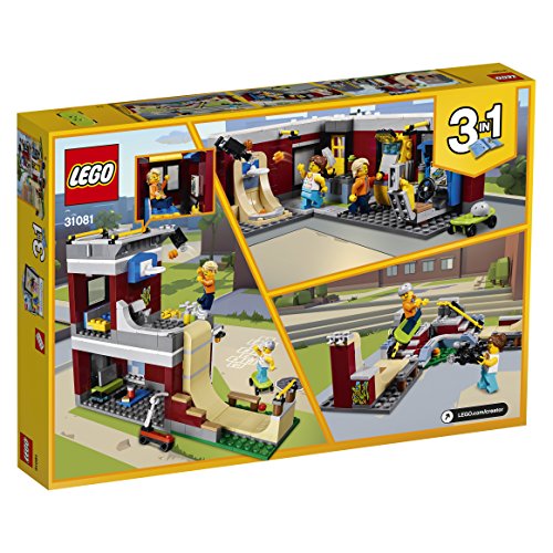 LEGO Creator - Parque de Patinaje Modular, Juguete 3 en 1 Creativo de Construcción con 2 Minifiguras para Recrear Aventuras y Construir Diferentes Escenarios (31081)