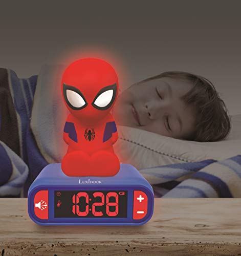 Lexibook- Marvel, Spiderman-Reloj Despertador con Pantalla LCD Digital y luz de Noche integrada, quitamiedos niño RL80 Niño-Rl800, Color azul/rojo, Talla Única , color/modelo surtido