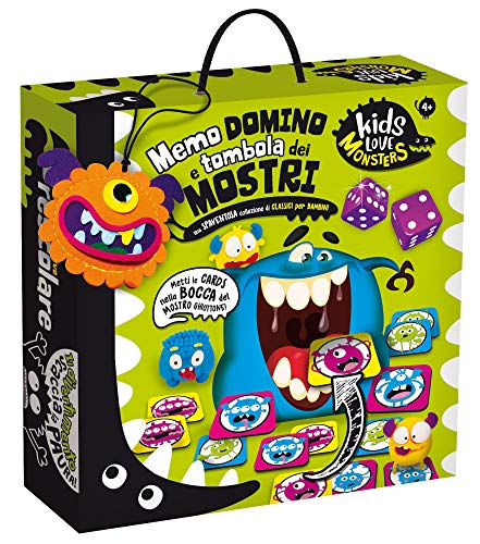 Liscianigiochi- Kids Love Monsters Domino Tombola e Memo dei Mostri Juego, Multicolor (82735)