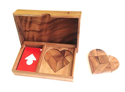 LOGICA GIOCHI Art. Doble Corazón Tangram - 42 Figuras en 1 - Rompecabezas matematico - Rompecabezas de Madera - Juego para 1 o 2 Jugadores