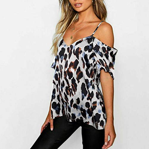 Luckycat Mujer Camisola de Verano Cami Tank Tops Dama Color Solido Correa Suelta Columpios con Volantes Blusa Camiseta sin Mangas Chaleco con Estampado De Leopardo para Mujer Camiseta Informal T Shirt