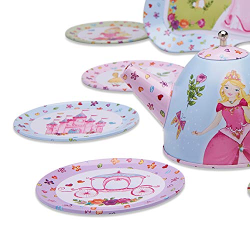 Lucy Locket – Juego de té metálico de Princesas para niños – Juego de té Infantil de 14 Piezas – Juegos de té de Juguete