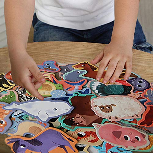 MAGDUM 56 Set Animales en Caja de Lata de Regalo-imanes de bebé Realistas-56 Grandes Juguetes magnéticos Mundo Animal para 3 años-Juegos Educativo Aprender magnético para niños-Teatro Magnético