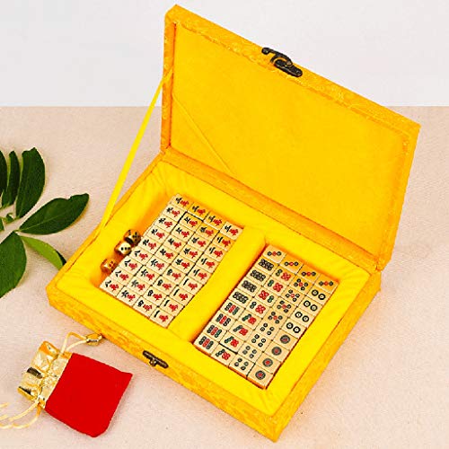 Mah Jong 144 Mahjong Personalizado Conjunto Mahjong de latón Mini Travel Mahjong Regalos de Alta Gama Juegos de Entretenimiento de Escritorio multijugador (Color : Brass, Size : 39#)