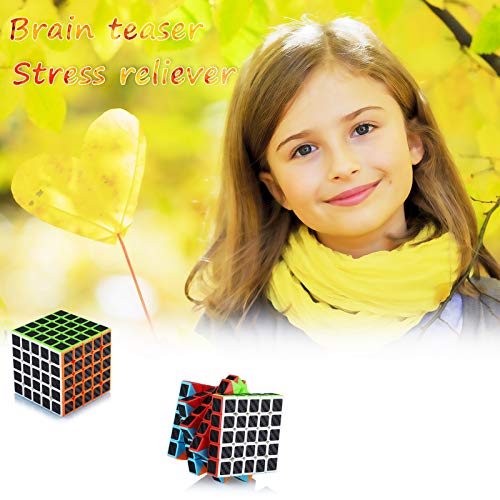 Maomaoyu Cubo Magico 5x5 5x5x5 Profesional Puzzle Cubo de la Velocidad Fibra De Carbono Negro