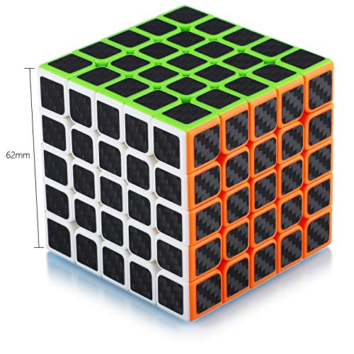 Maomaoyu Cubo Magico 5x5 5x5x5 Profesional Puzzle Cubo de la Velocidad Fibra De Carbono Negro