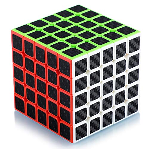 Maomaoyu Cubo Magico 5x5 5x5x5 Profesional Puzzle Cubo de la Velocidad Fibra De Carbono Negro