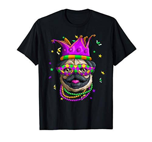 Mardi Gras Pug Divertido Pugs Carnaval Bufón Cuentas Fiesta Camiseta