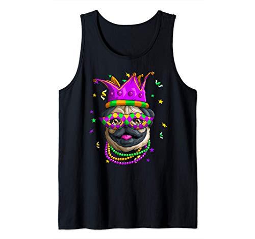 Mardi Gras Pug Divertido Pugs Carnaval Bufón Cuentas Fiesta Camiseta sin Mangas