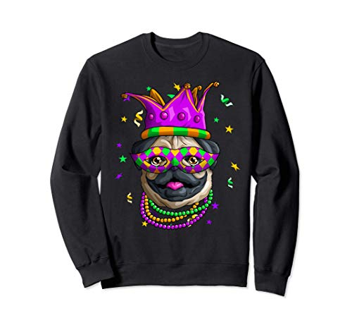 Mardi Gras Pug Divertido Pugs Carnaval Bufón Cuentas Fiesta Sudadera