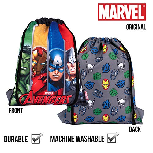 Marvel Comics Sakky Kids Avengers Bolsa con cordón – Bolsa escolar para niños – Regalo oficial para niños